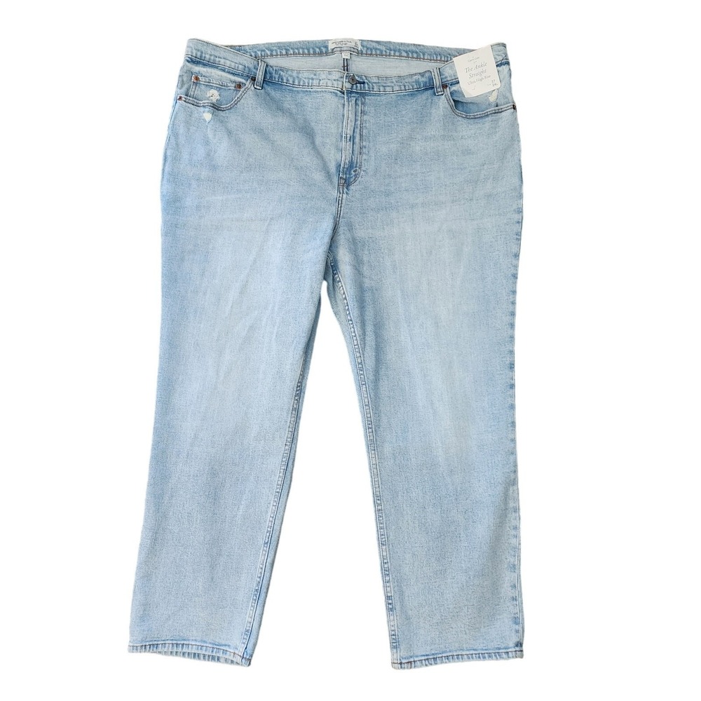 Abercrombie & Fitch Curve Love Ankle Straight Jeans Light Wash Womens 37 24L NWT